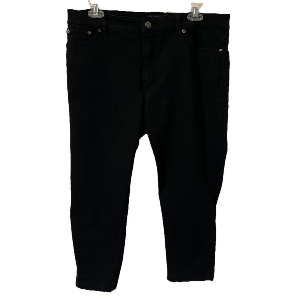 Lauren Jeans Co Ralph Lauren Green Label Black 100% Cotton Chino Capri Sz 14p